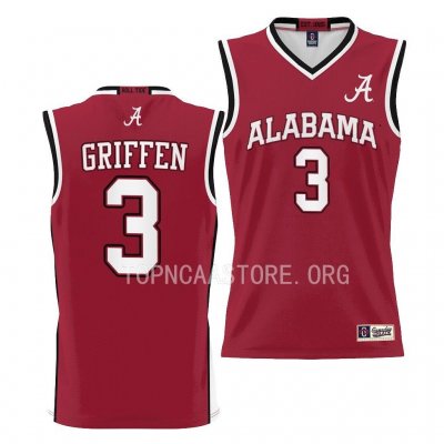 Youth Alabama Crimson Tide #3 Rylan Griffen Crimson NCAA College Basketball Jersey 2403SJHX2